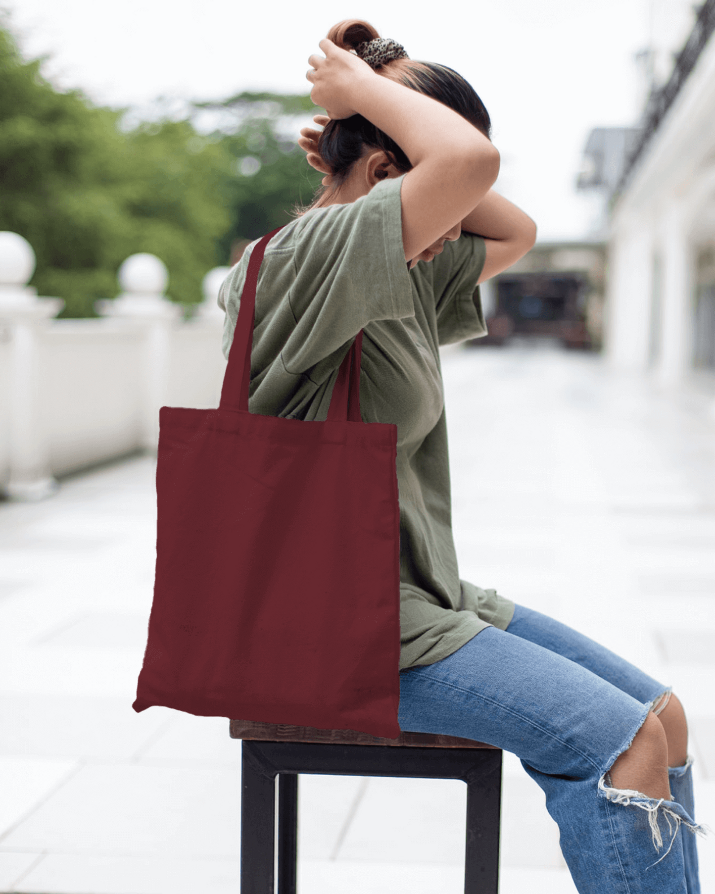 MARRON TOTE BAG WITH ZIP