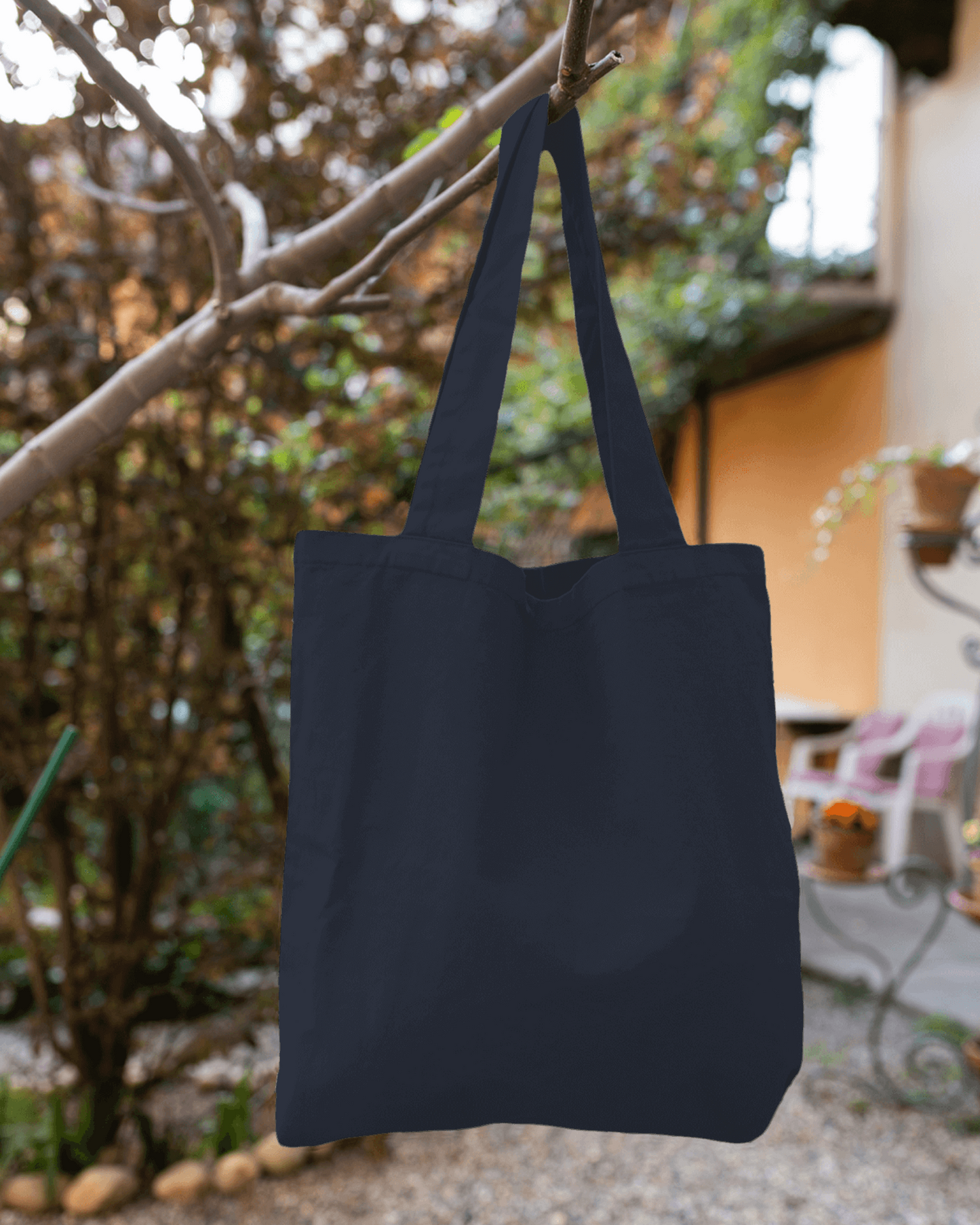 NAVY BLUE TOTE BAG WITH ZIP