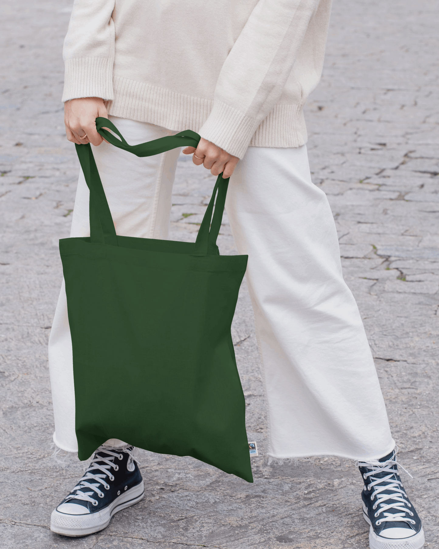 BOTTLE GREEN TOTE BAG WITH ZIP