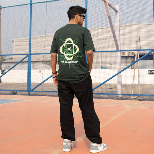 "Cosmic Soul Tee: Green Elegance"