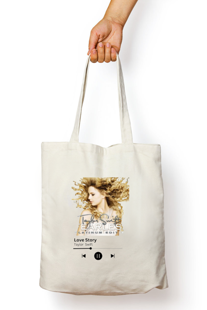 "LOVE STORY" BY TAYLOR SWIFT TOTE BAG ZIPPER